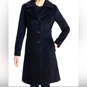 Vintage classy Anne Klein Wool Elegant Black Trench Dress Coat size 8